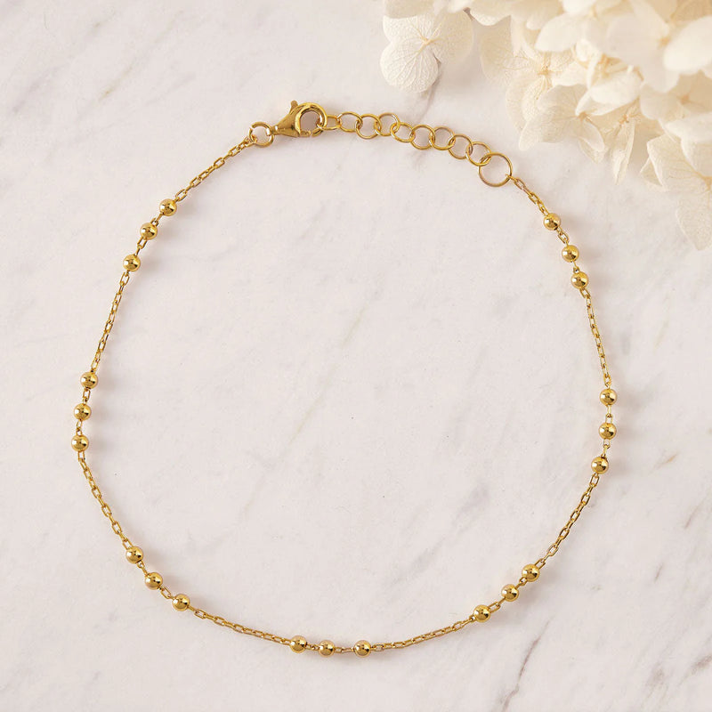 Beaded Chain Anklet Gold