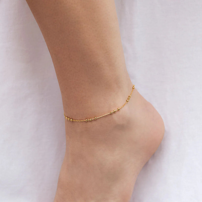 Beaded Chain Anklet Gold