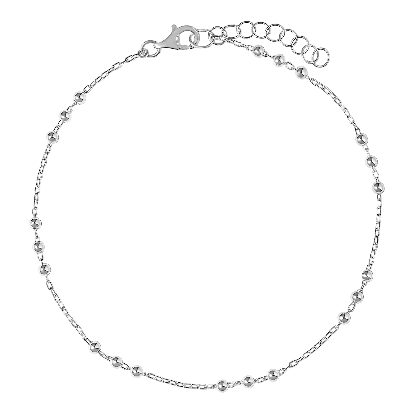 Sterling Silver, Beaded Chain Anklet (view 4) - Mountain Dreads