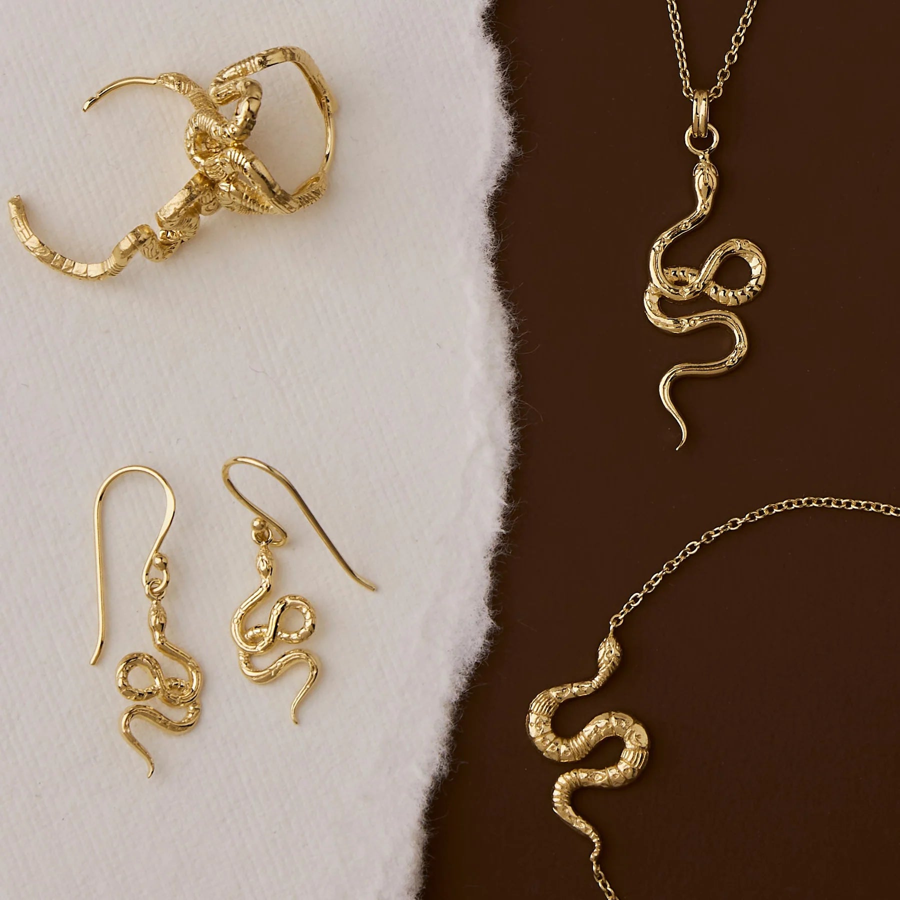 Lunara Serpent Coil Necklace Gold
