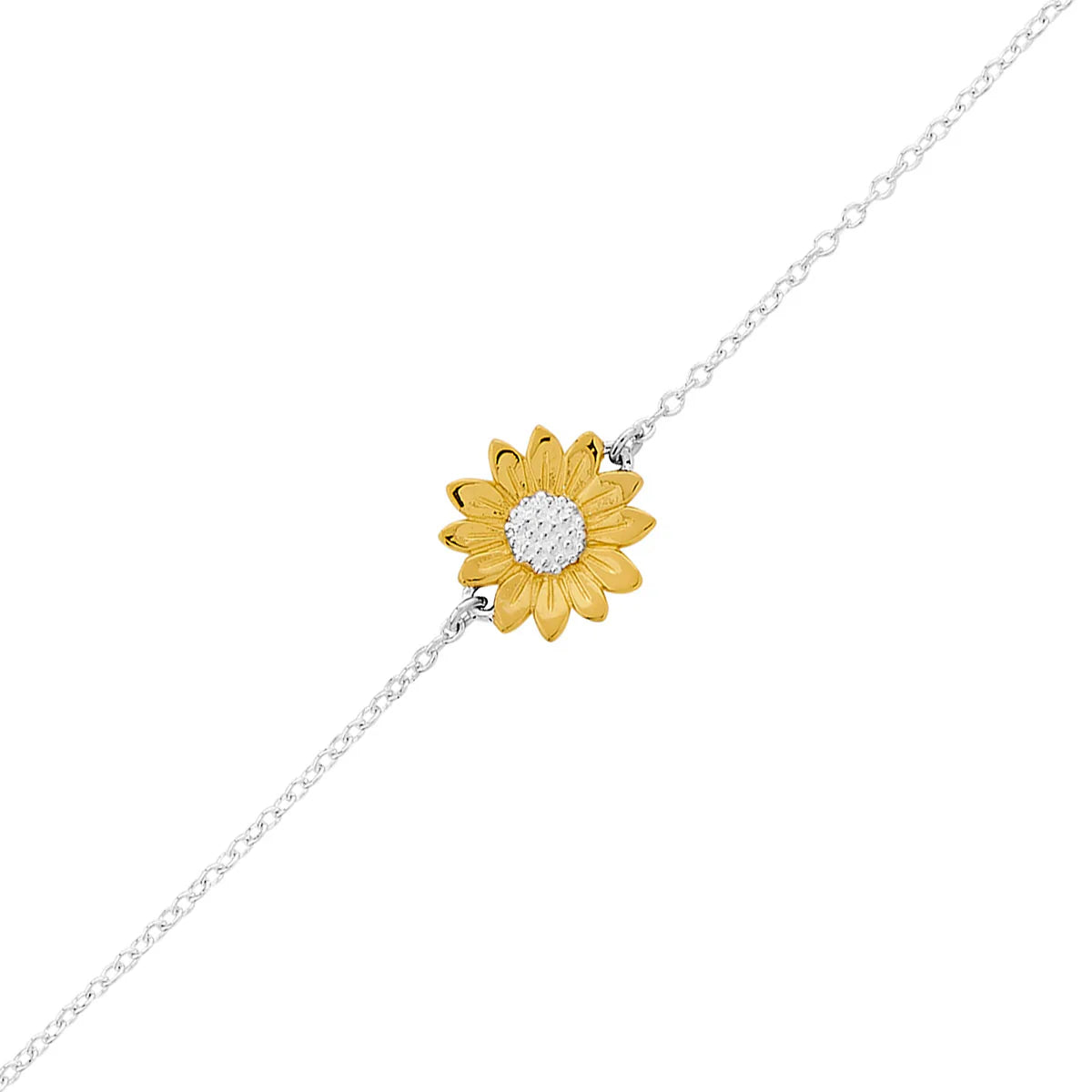 Sterling Silver & Gold Two Tone Blossoming Sunflower Bracelet