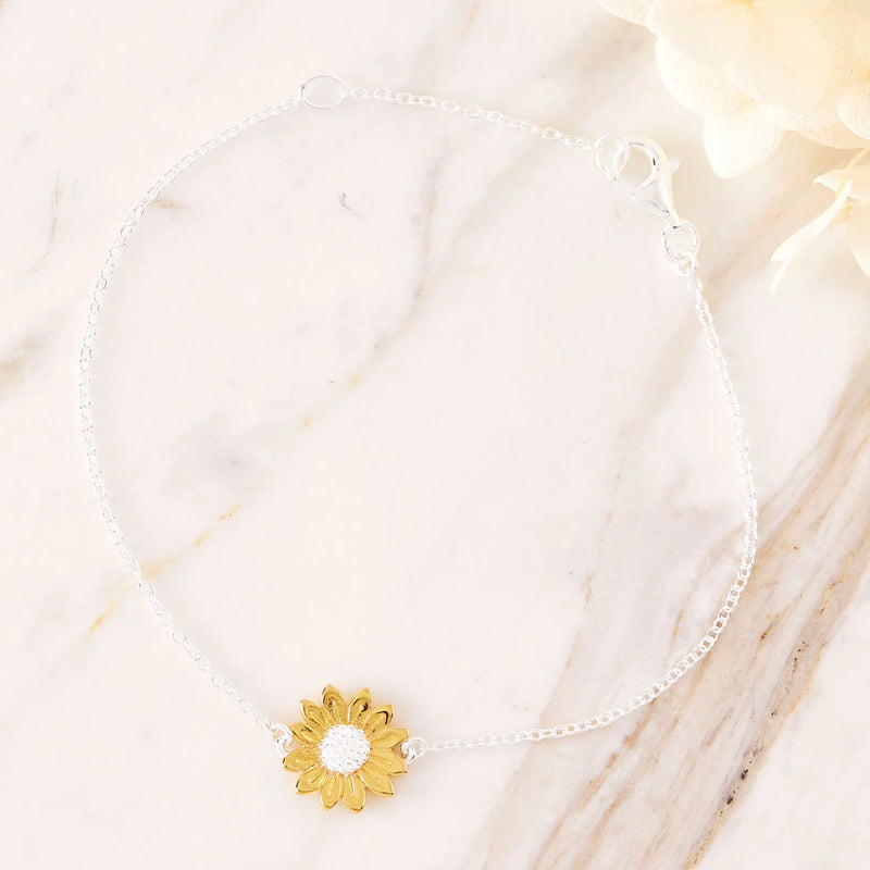 Sterling Silver & Gold Two Tone Blossoming Sunflower Bracelet