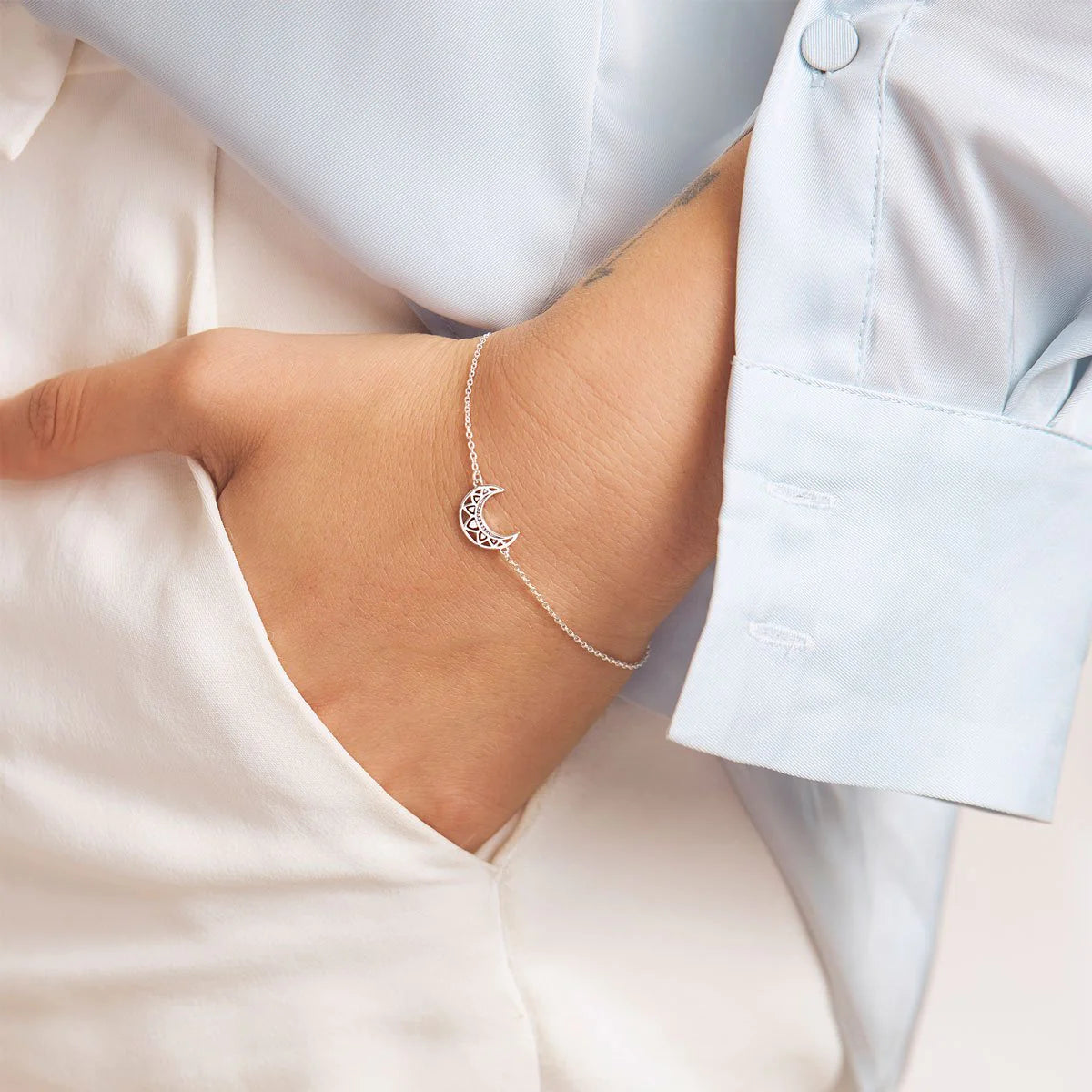 Sterling Silver | Mandala Moon Bracelet