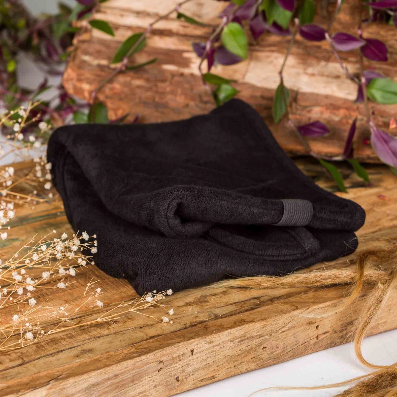 Raw Roots Large Bamboo Dreadlock Towel - Black (view 4) - Mountain Dreads