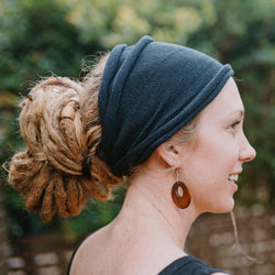 Black Cotton Double Loop Headband