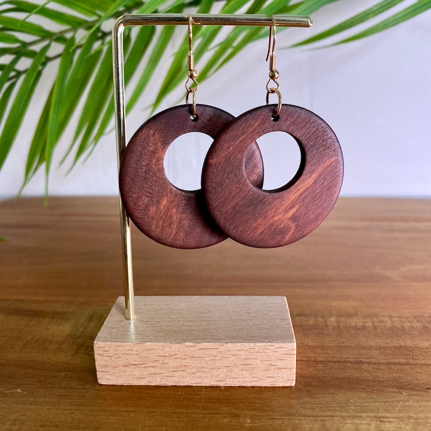 Medium Brown Wooden Earrings