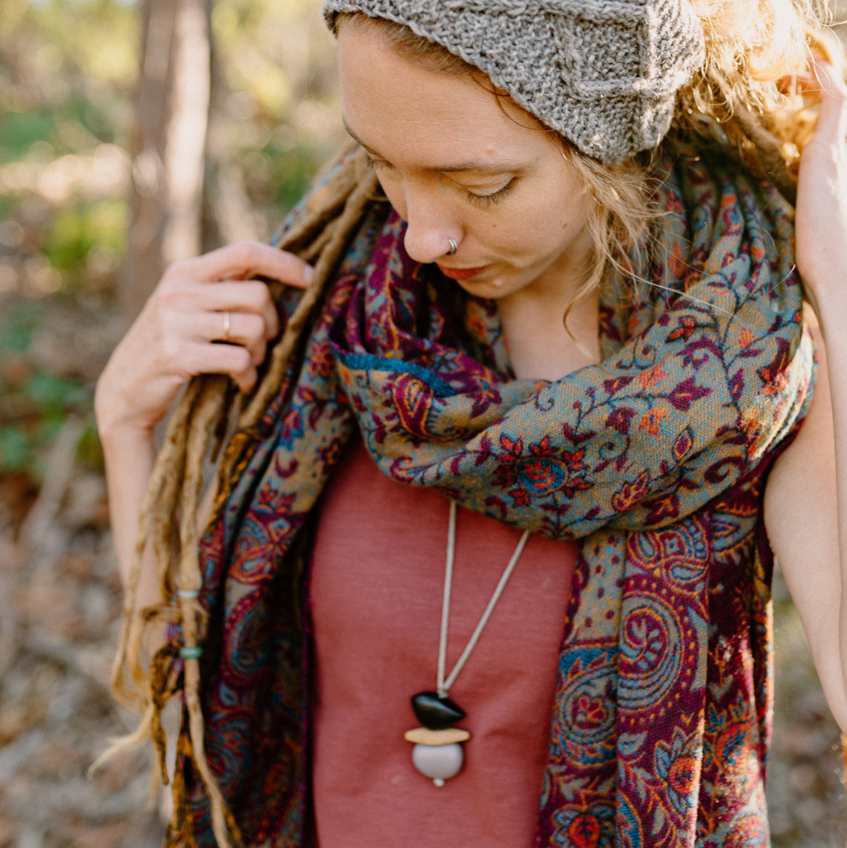 Paisley Scarf - Scarlet Drift (view 3) - Mountain Dreads