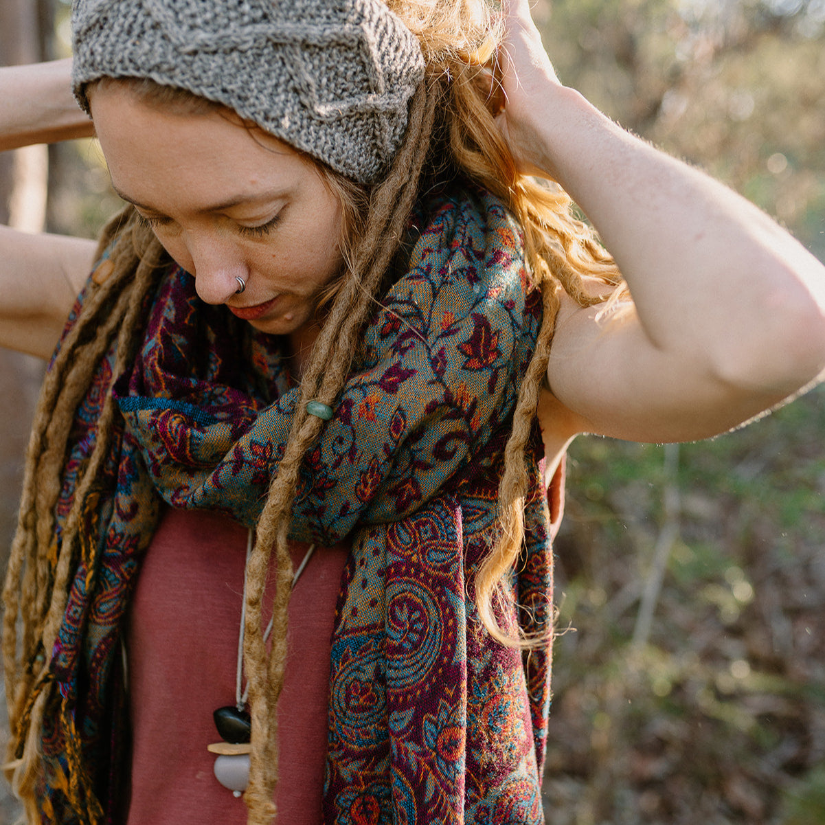 Paisley Scarf - Scarlet Drift - Mountain Dreads