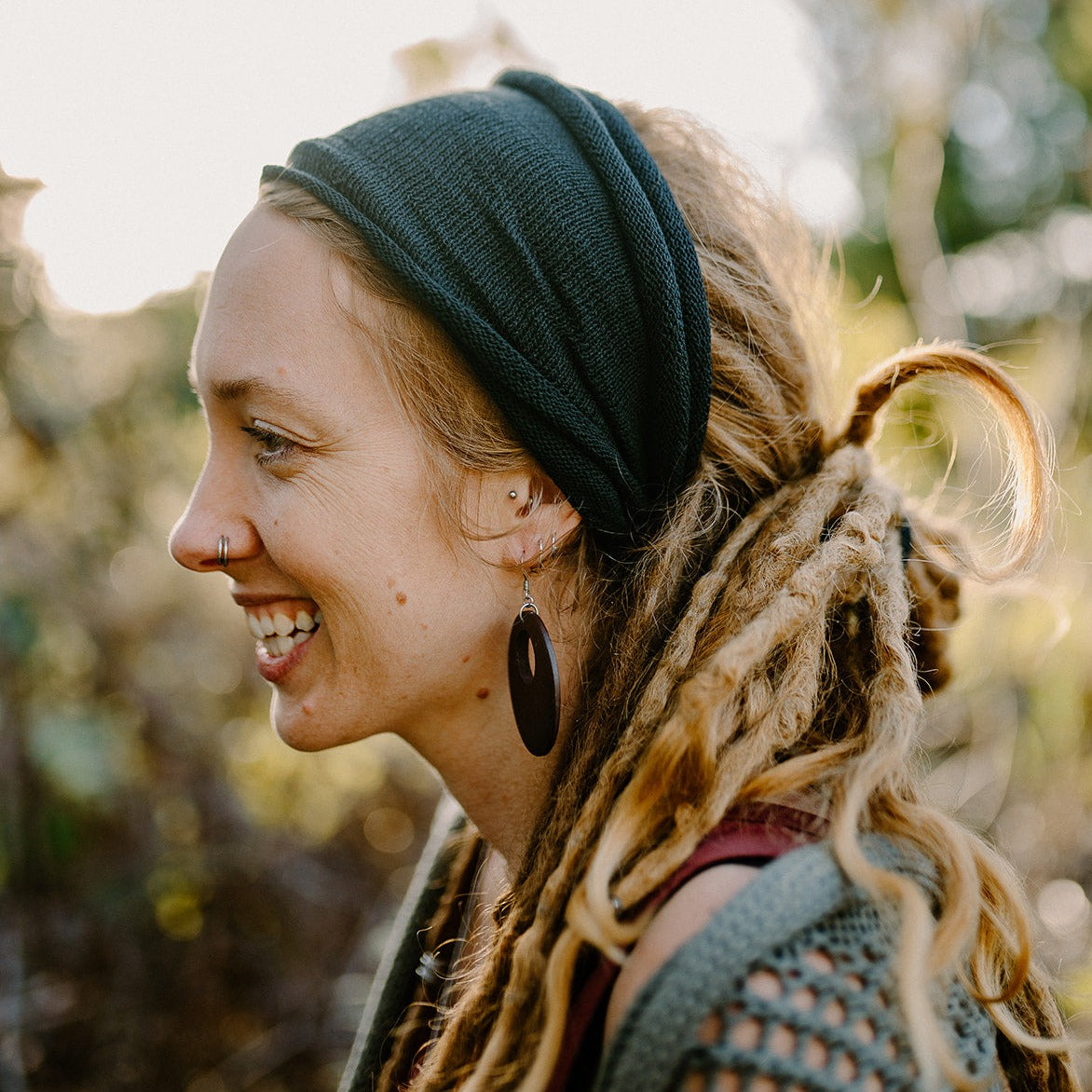 Black Cotton Double Loop Headband