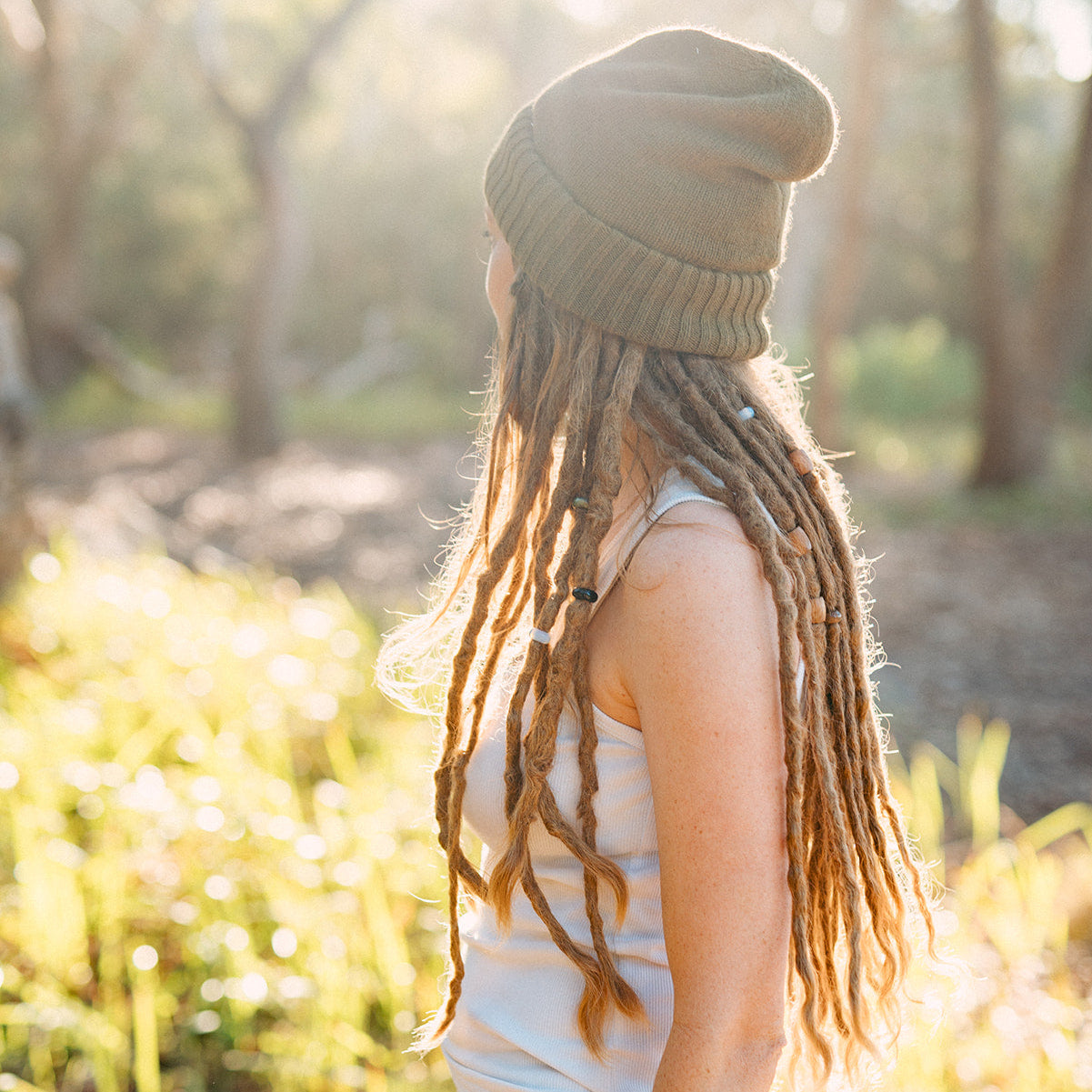 Satin Lined Cashmere Beanie (view 4) - Mountain Dreads