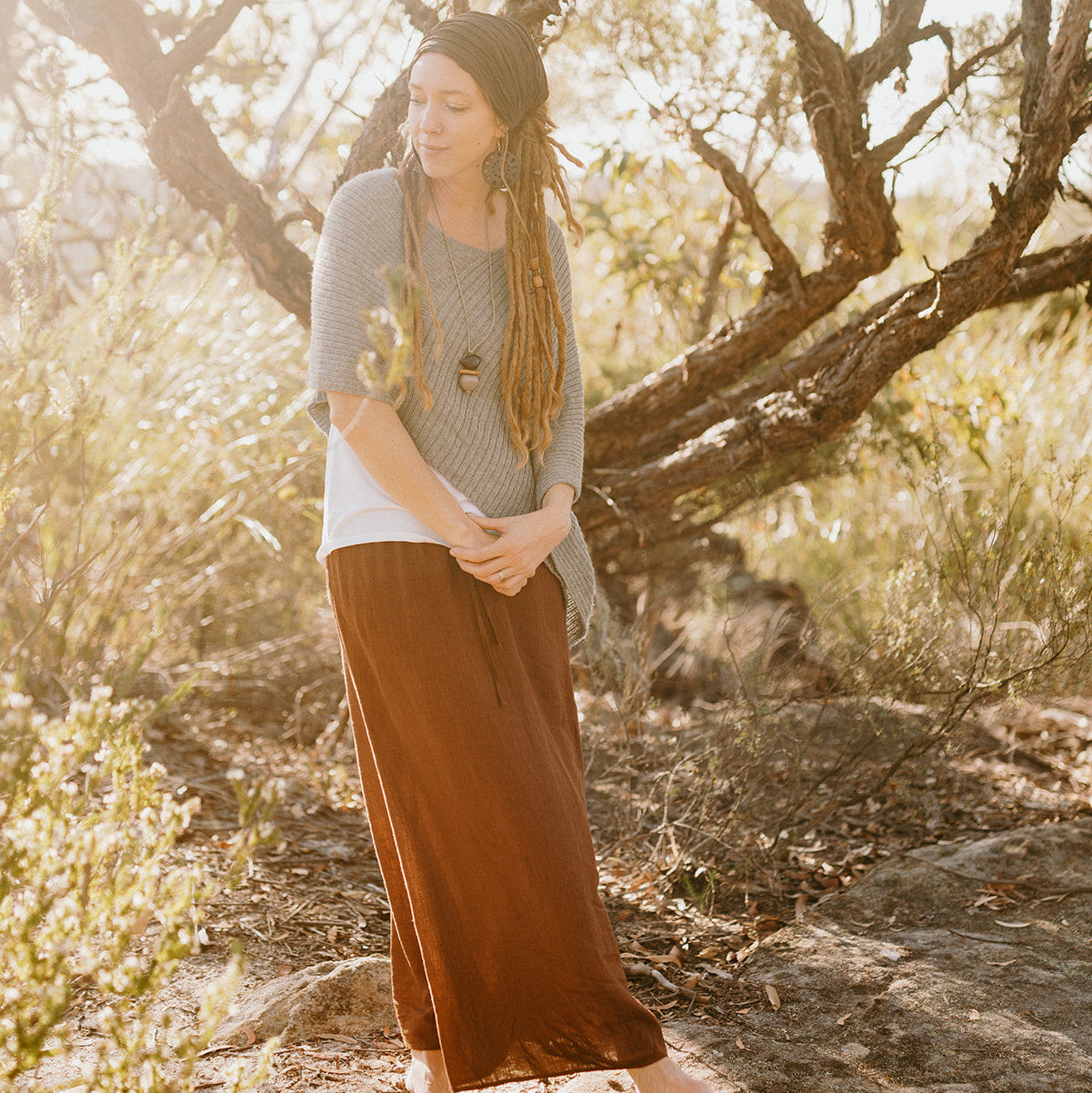 Wild Chestnut, Linen Blend Skirt - Mountain Dreads