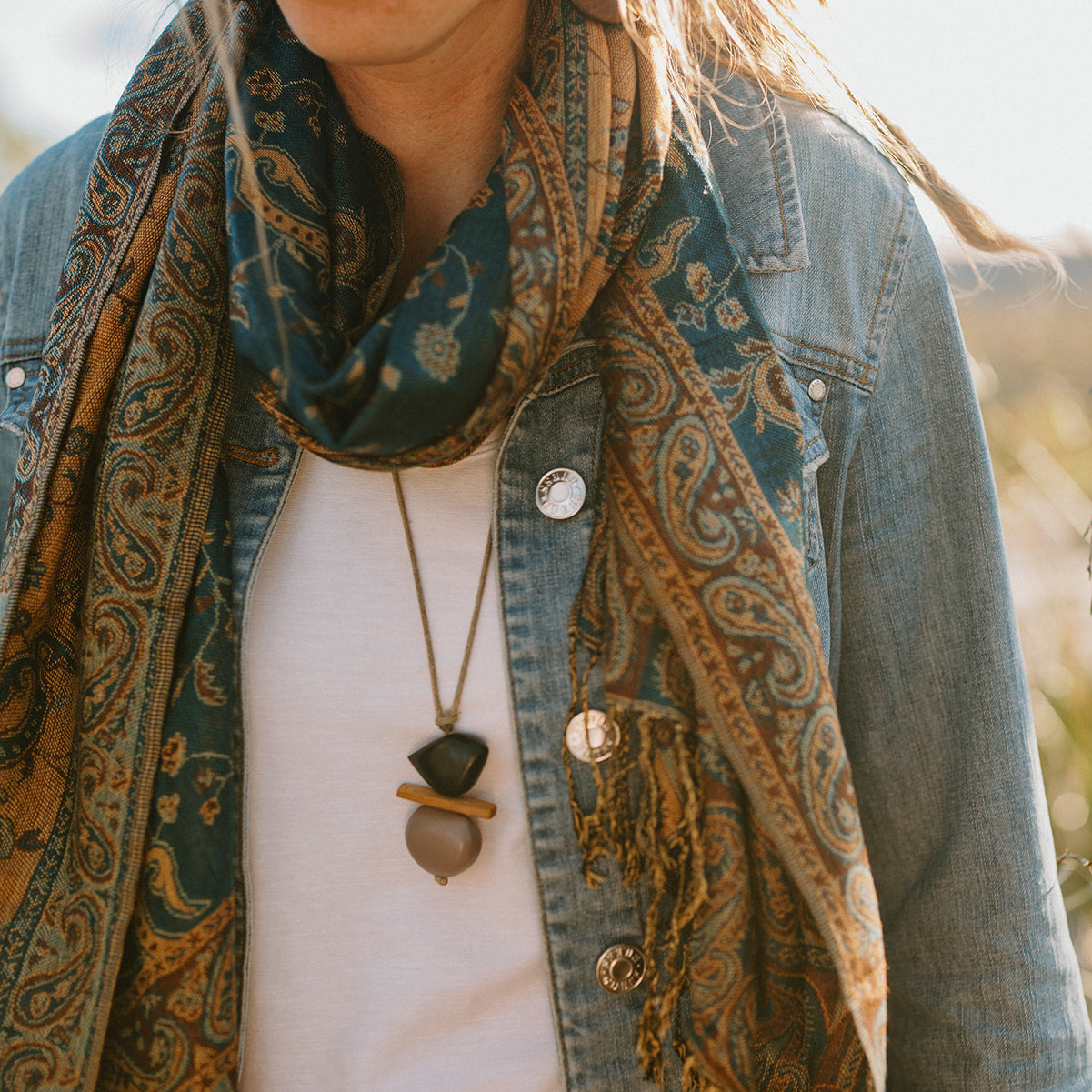 Paisley Scarf - Forest Ember
