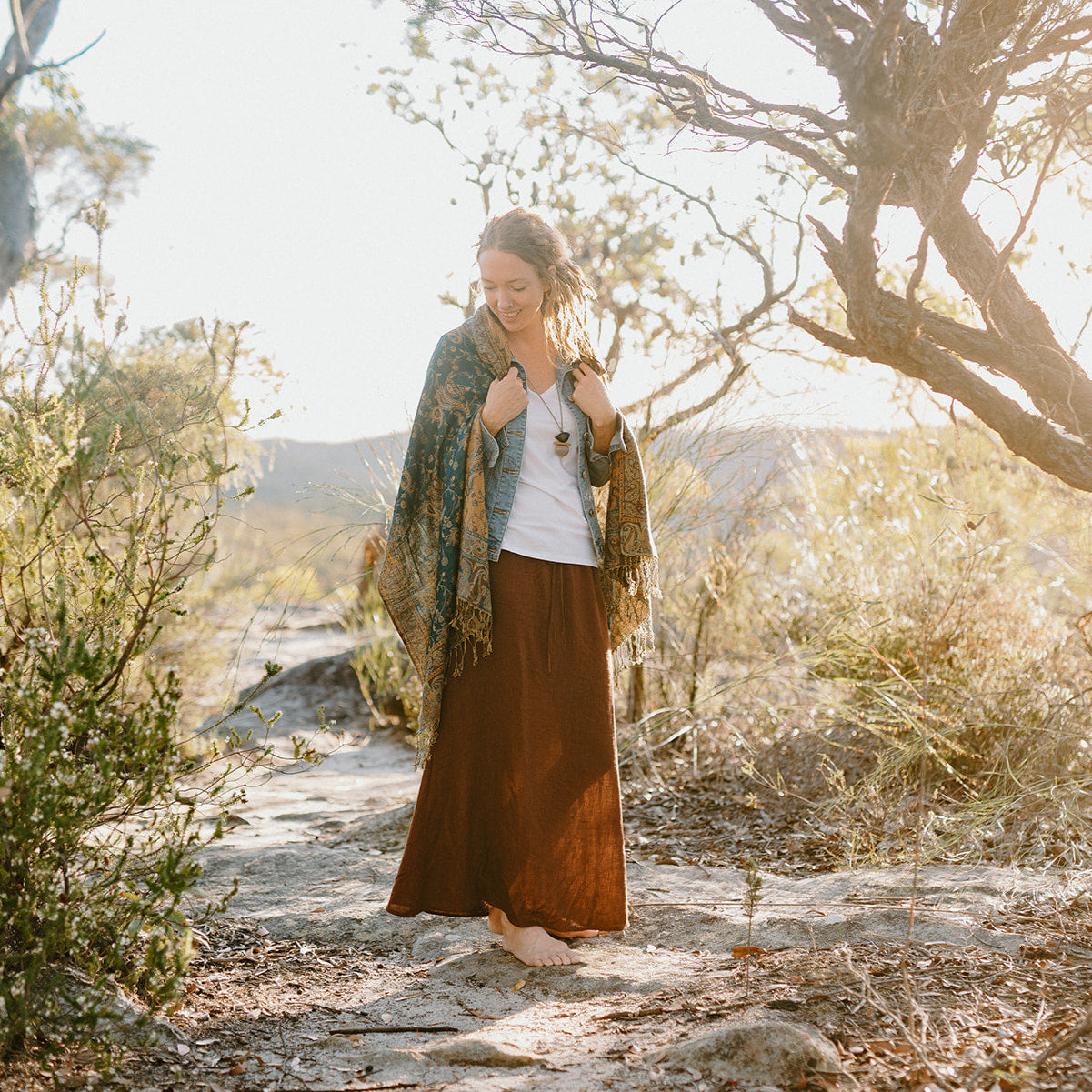 Paisley Scarf - Forest Ember