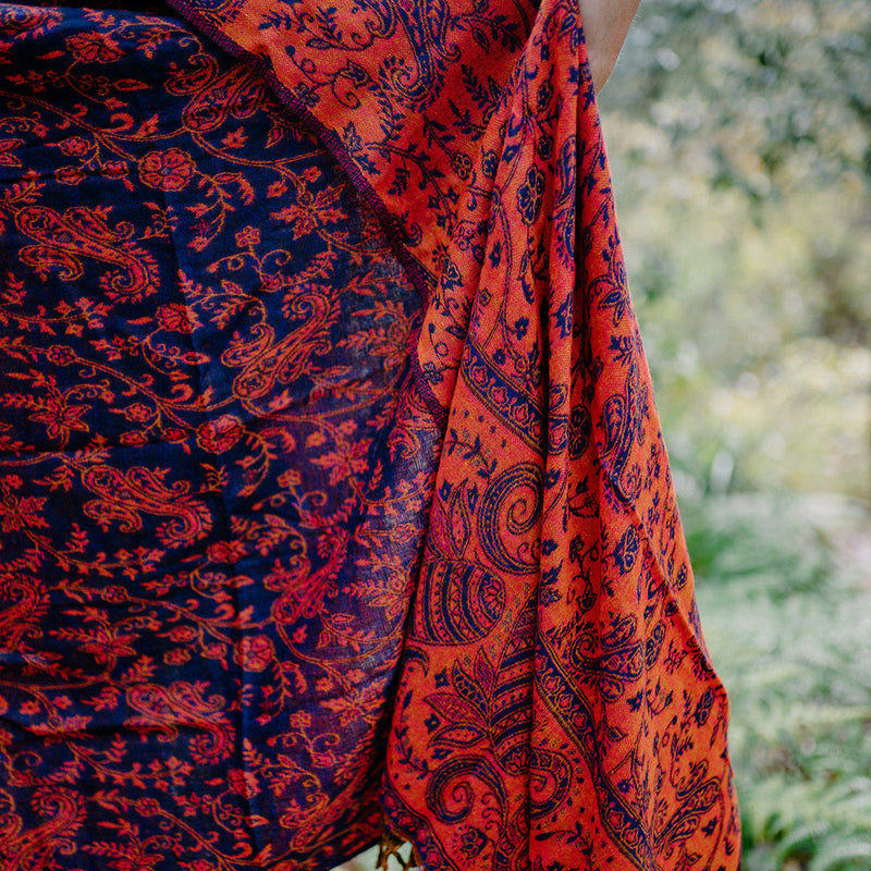 Paisley Scarf - Burnt Indigo