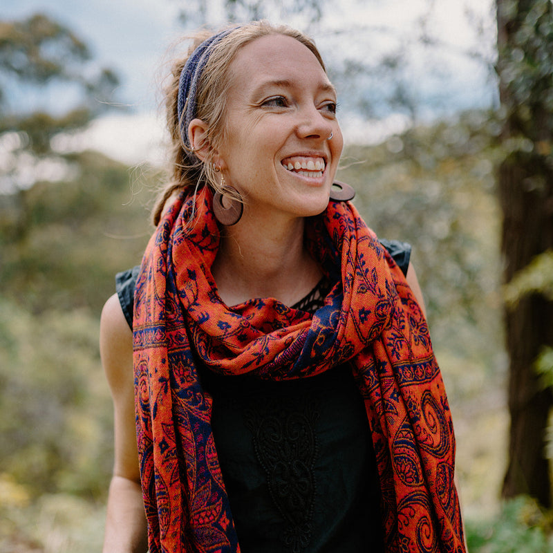 Paisley Scarf - Burnt Indigo