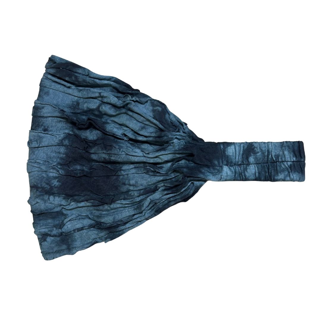 Dark Storm Blue Cotton Elastic Back Headband - Mountain Dreads
