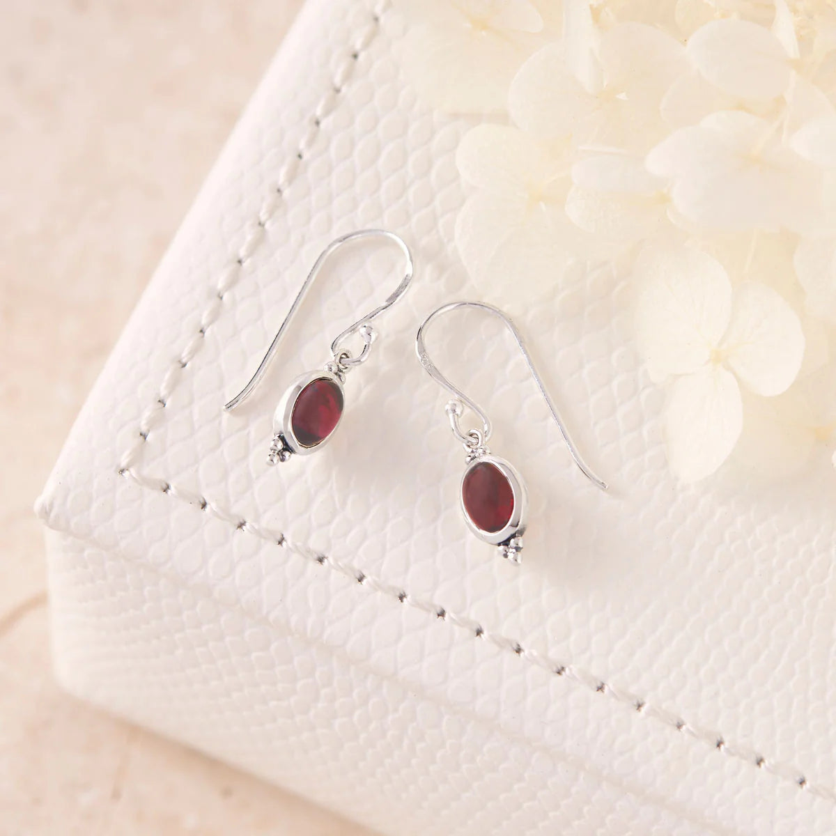 Sterling Silver Moon Song Garnet Earrings
