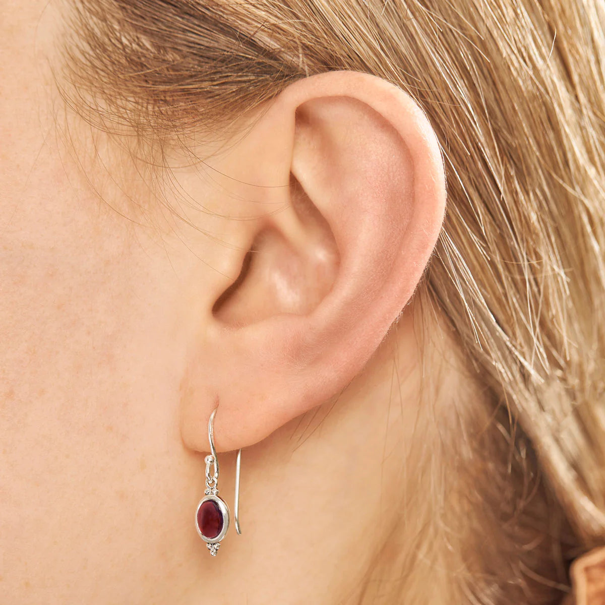 Sterling Silver Moon Song Garnet Earrings
