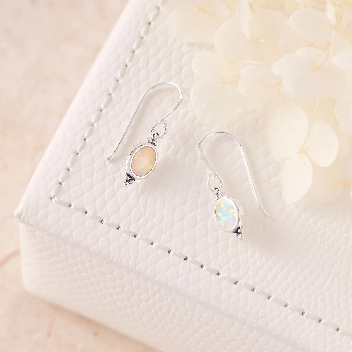 Sterling Silver Moon Song Opal Earrings (view 4) - Mountain Dreads
