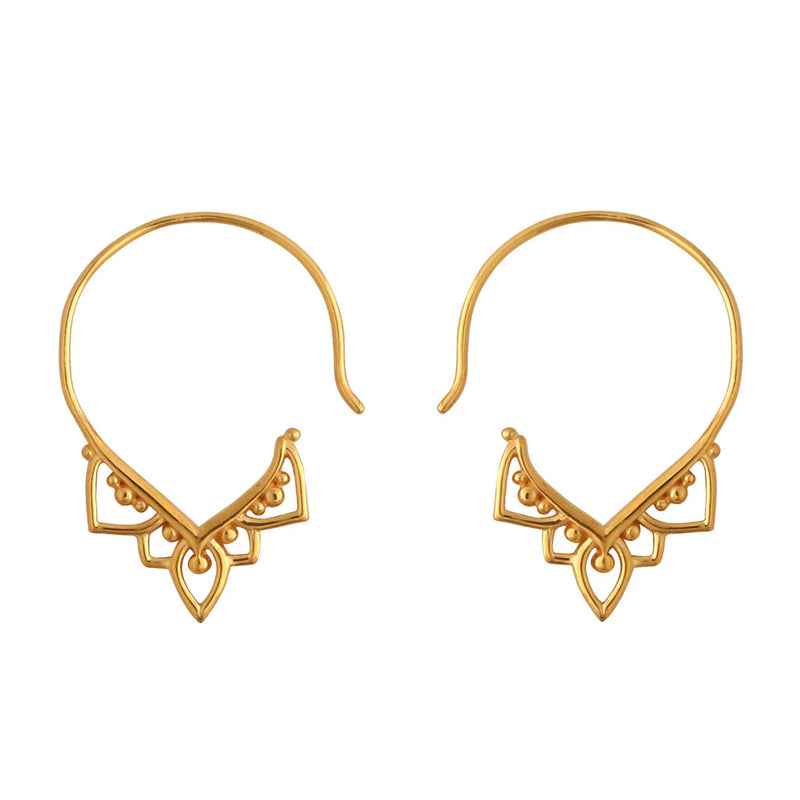 Mehndi Hoop Earrings Gold