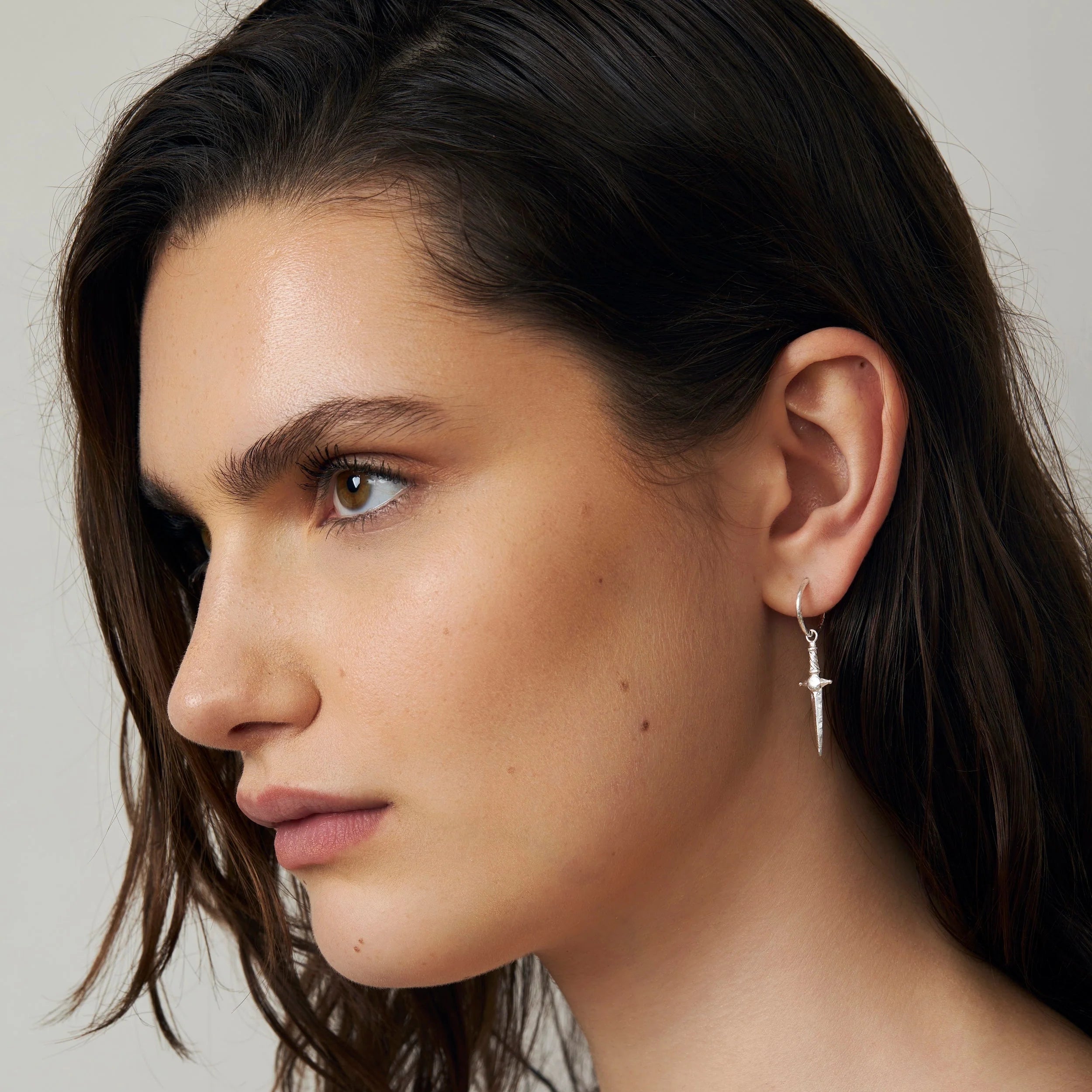 Sterling Silver Guardian Dagger Huggies