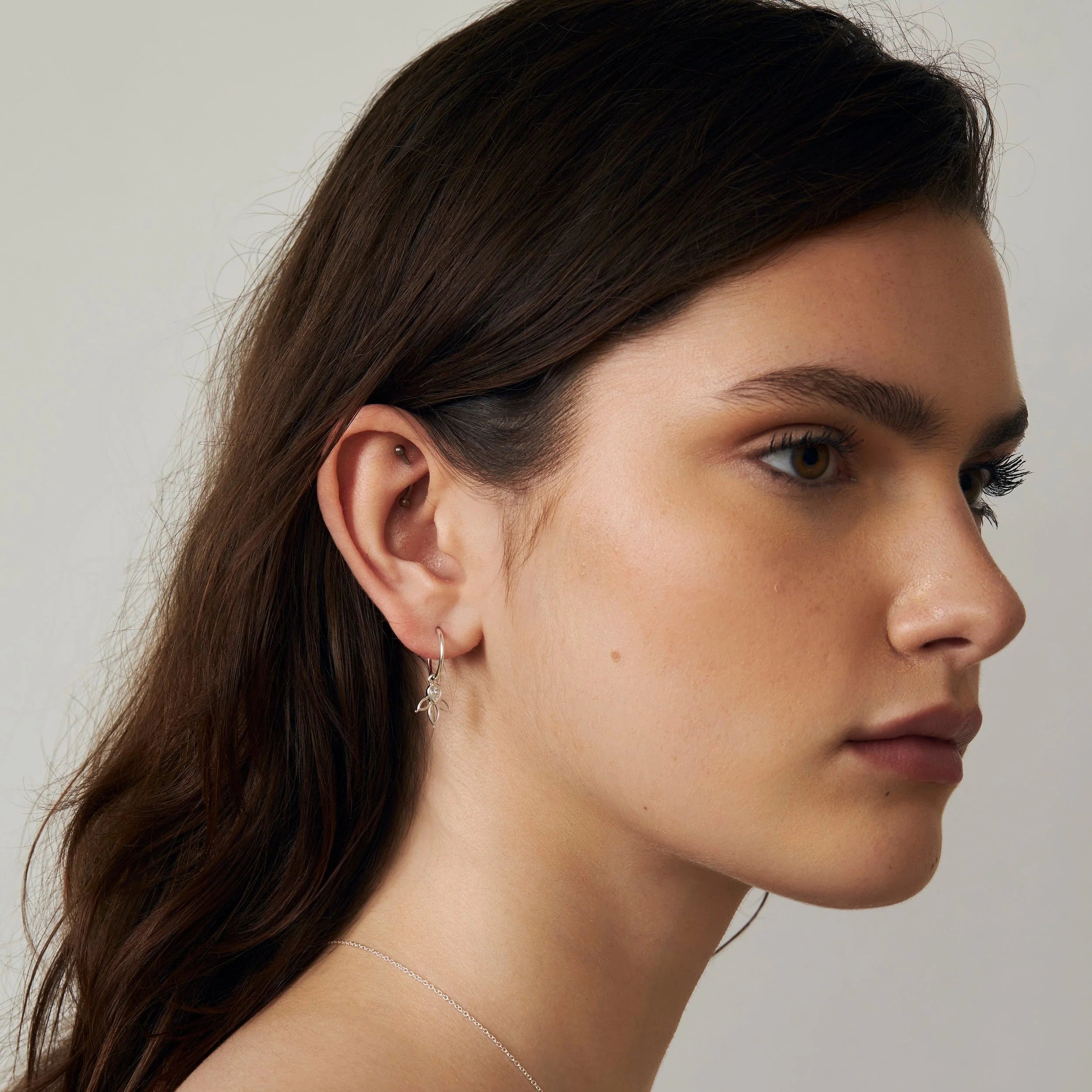 Sterling Silver Sparkle Bloom Huggies