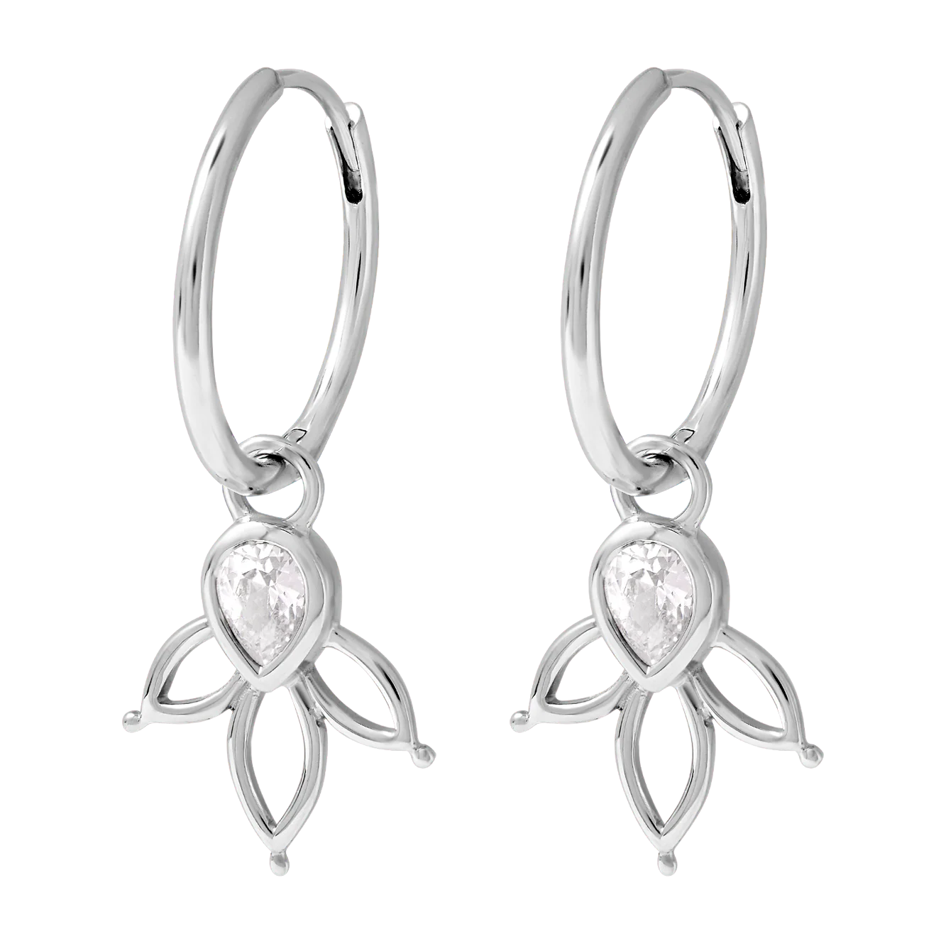 Sterling Silver Sparkle Bloom Huggies