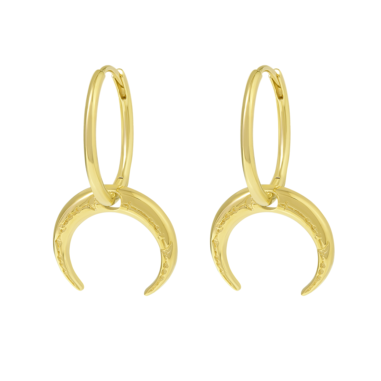 Eclipse Huggies Gold - 18K gold vermeil celestial moon huggie earrings
