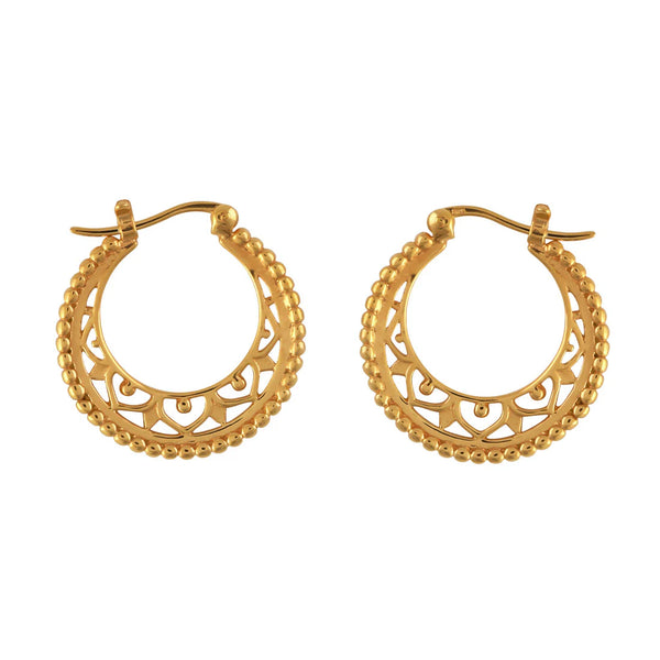 Mandala Disc Hoop Earrings Gold