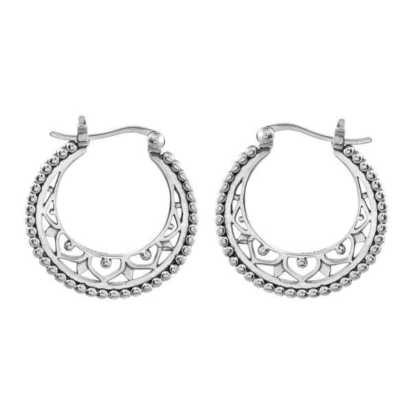 Sterling Silver Mandala Disc Hoop Earrings