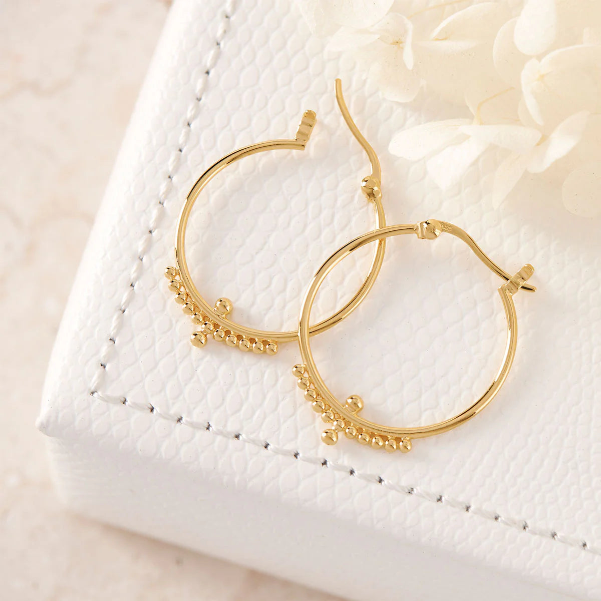 Beaded Horizon Gold Hoops