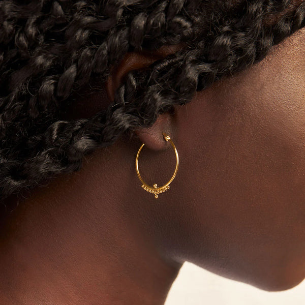 Beaded Horizon Gold Hoops