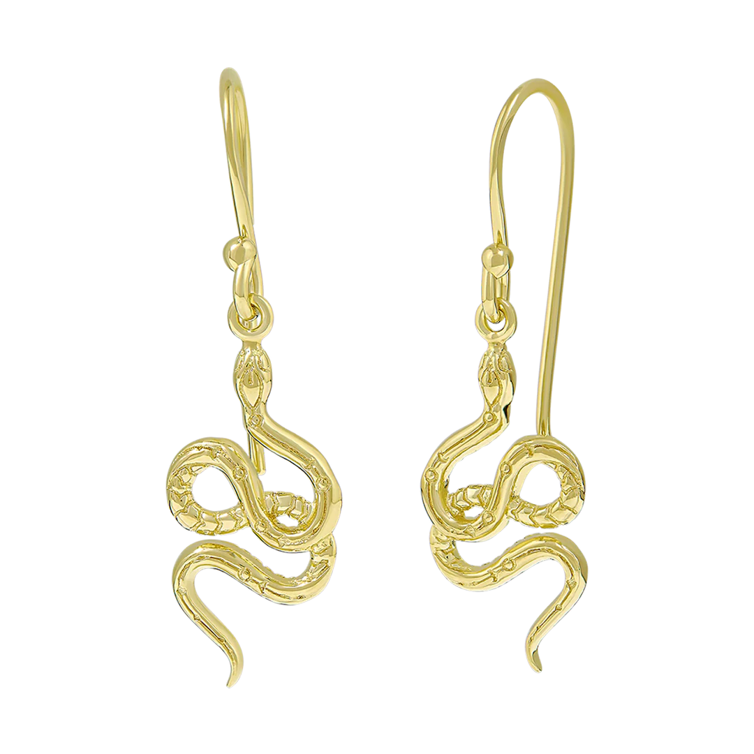 Lunara Serpent Drop Earrings Gold