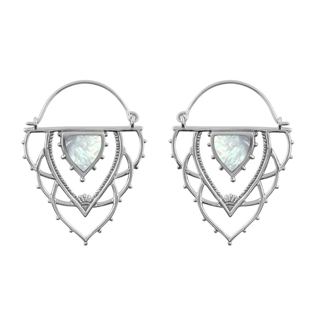 Sterling Silver Ancient Archways Pearl Hoops