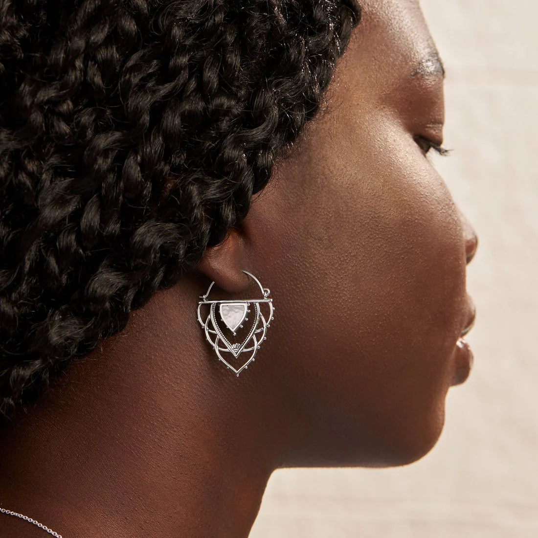 Sterling Silver Ancient Archways Pearl Hoops