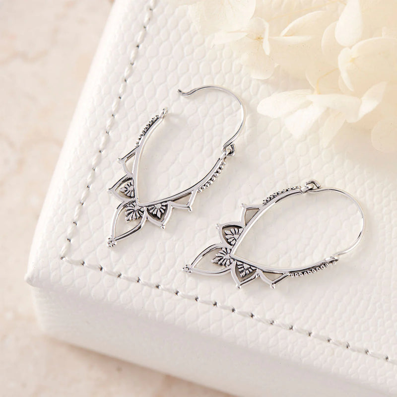 Sterling Silver Love Lace Hoops