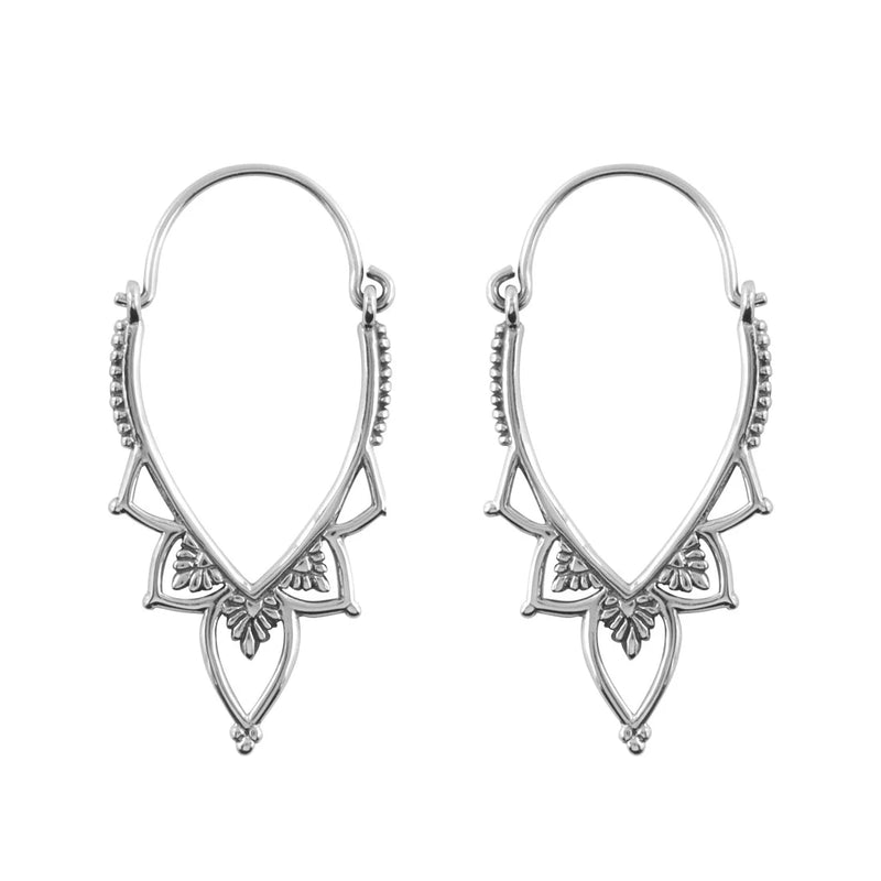 Sterling Silver Love Lace Hoops