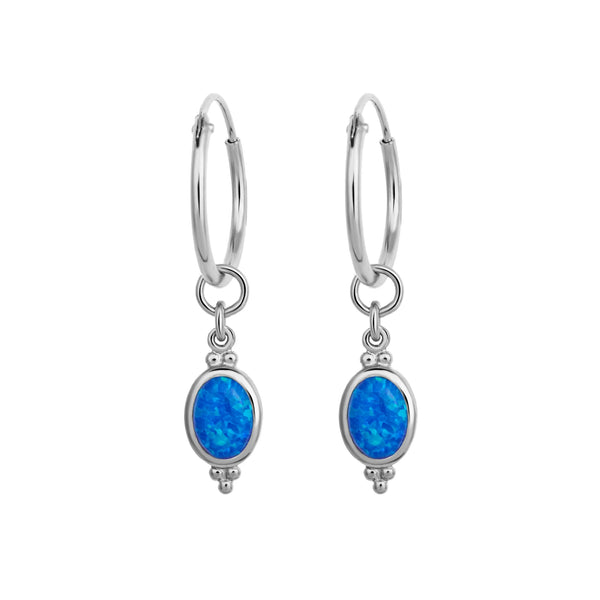 Sterling Silver Moon Song Blue Opal Sleepers