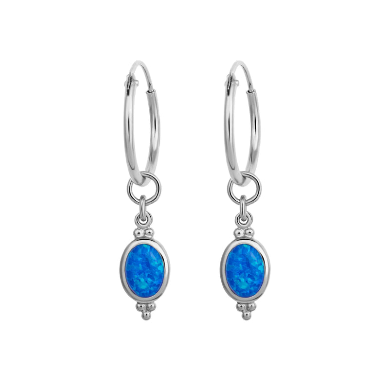 Sterling Silver Moon Song Blue Opal Sleepers