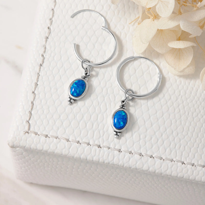 Sterling Silver Moon Song Blue Opal Sleepers