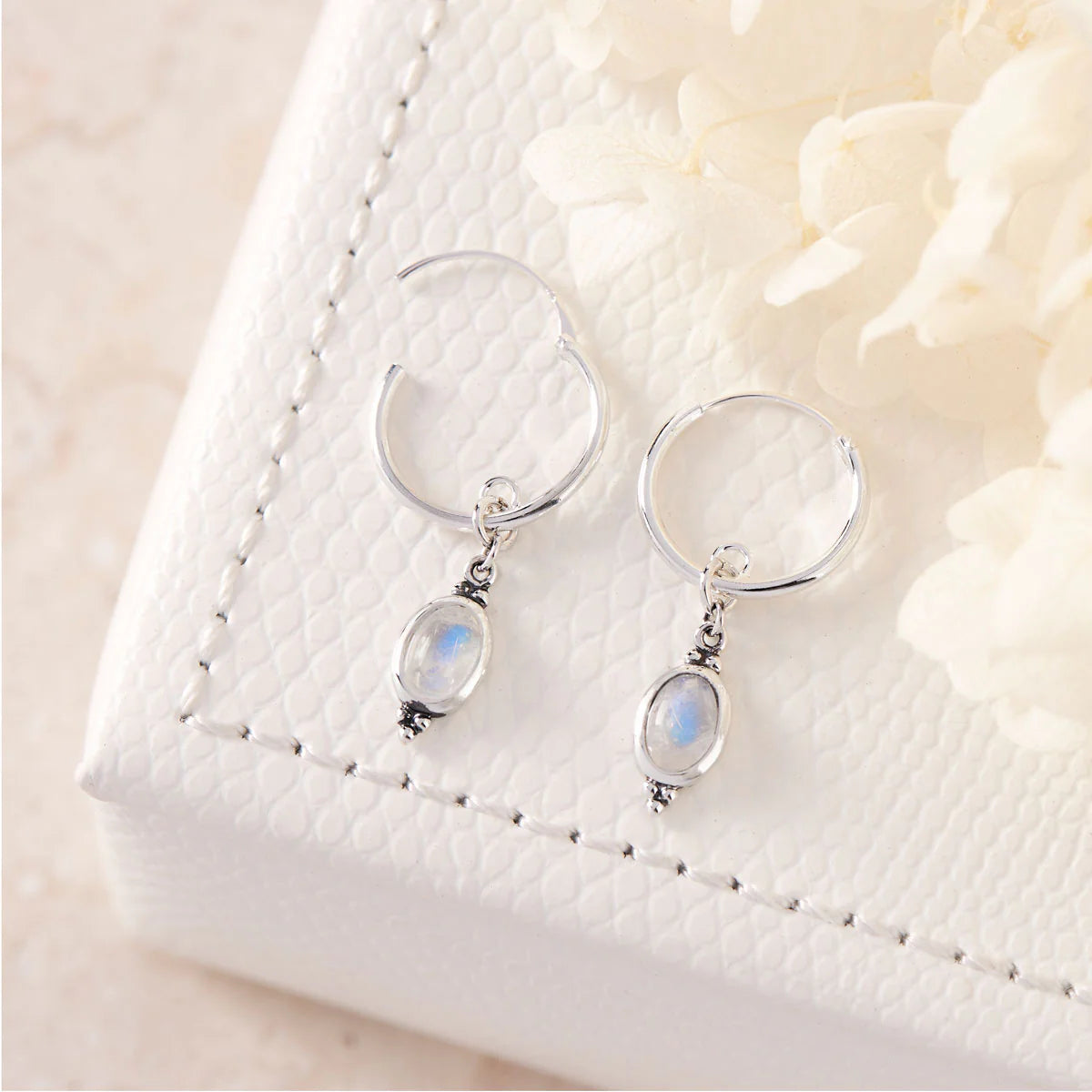 Sterling Silver Moon Song Moonstone Sleepers