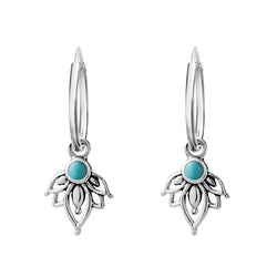 Sterling Silver Lotus Turquoise Sleepers