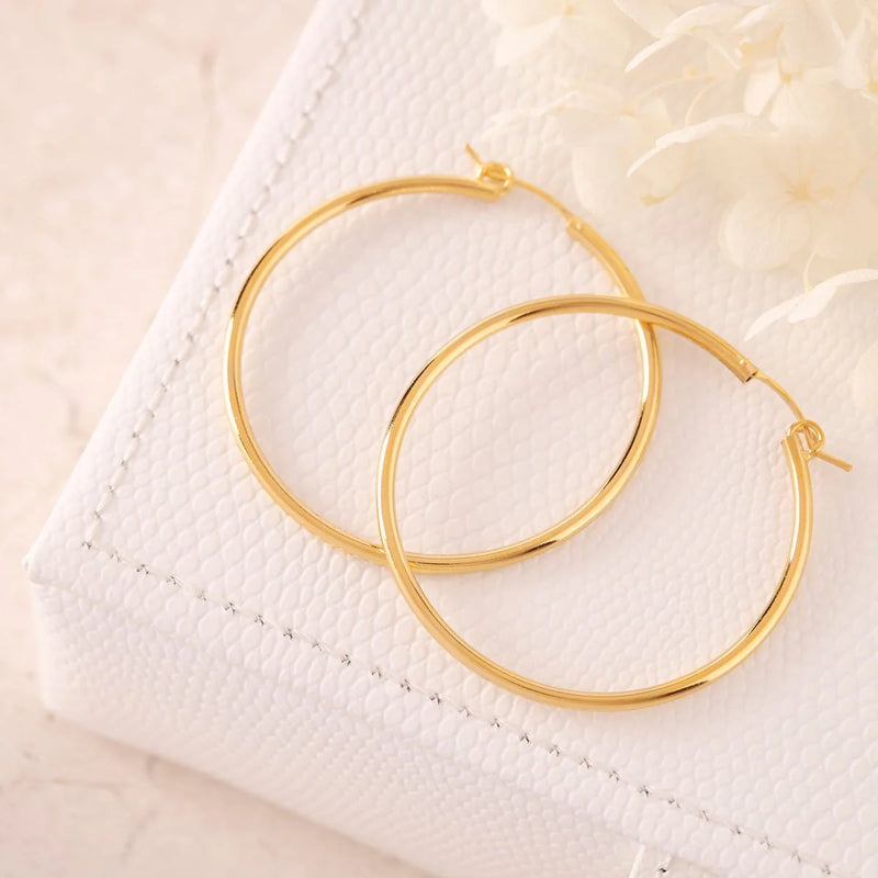 Sterling Silver Large Hoop Sleepers Gold