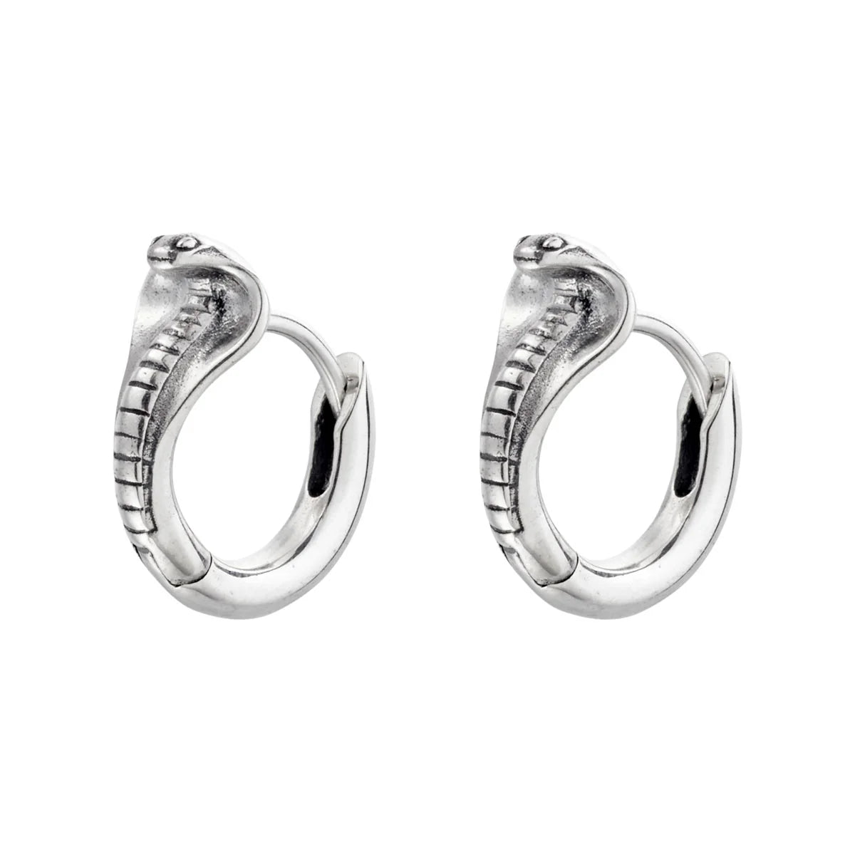 Sterling Silver Cobra Huggies