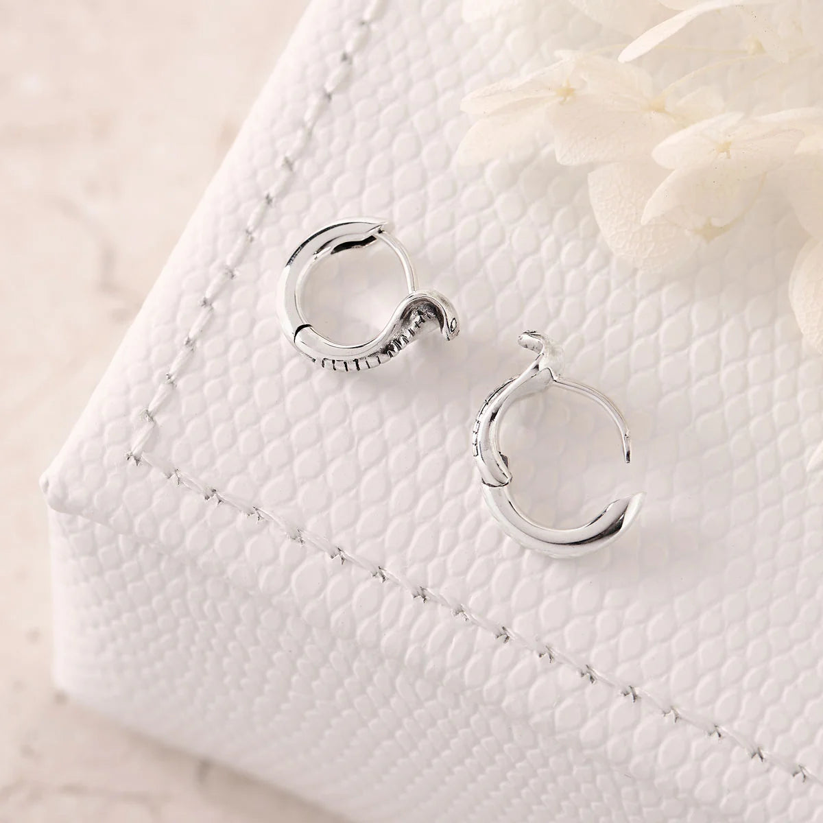 Sterling Silver Cobra Huggies