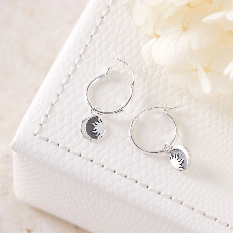 Sterling Silver Celestial Midnight Hoops