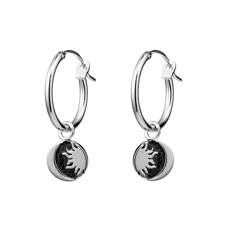 Sterling Silver Celestial Midnight Hoops