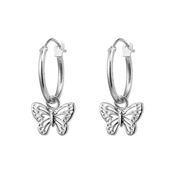 Sterling Silver Butterfly Hoops