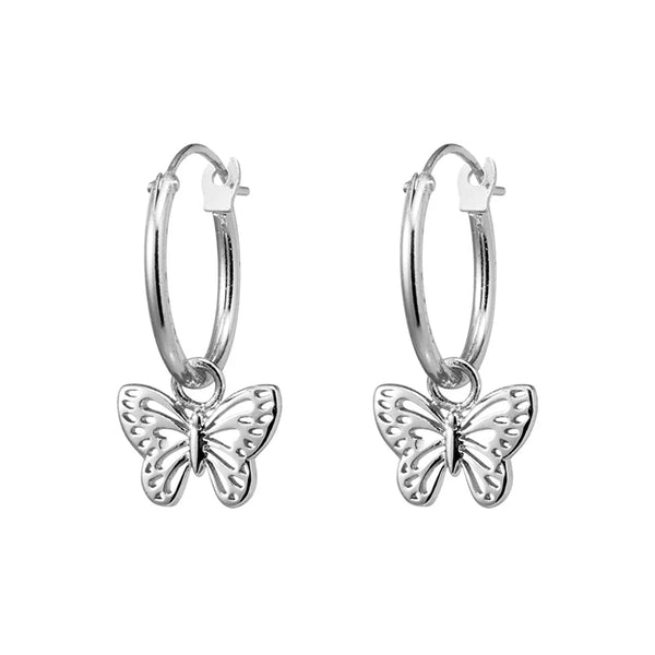 Sterling Silver Butterfly Hoops