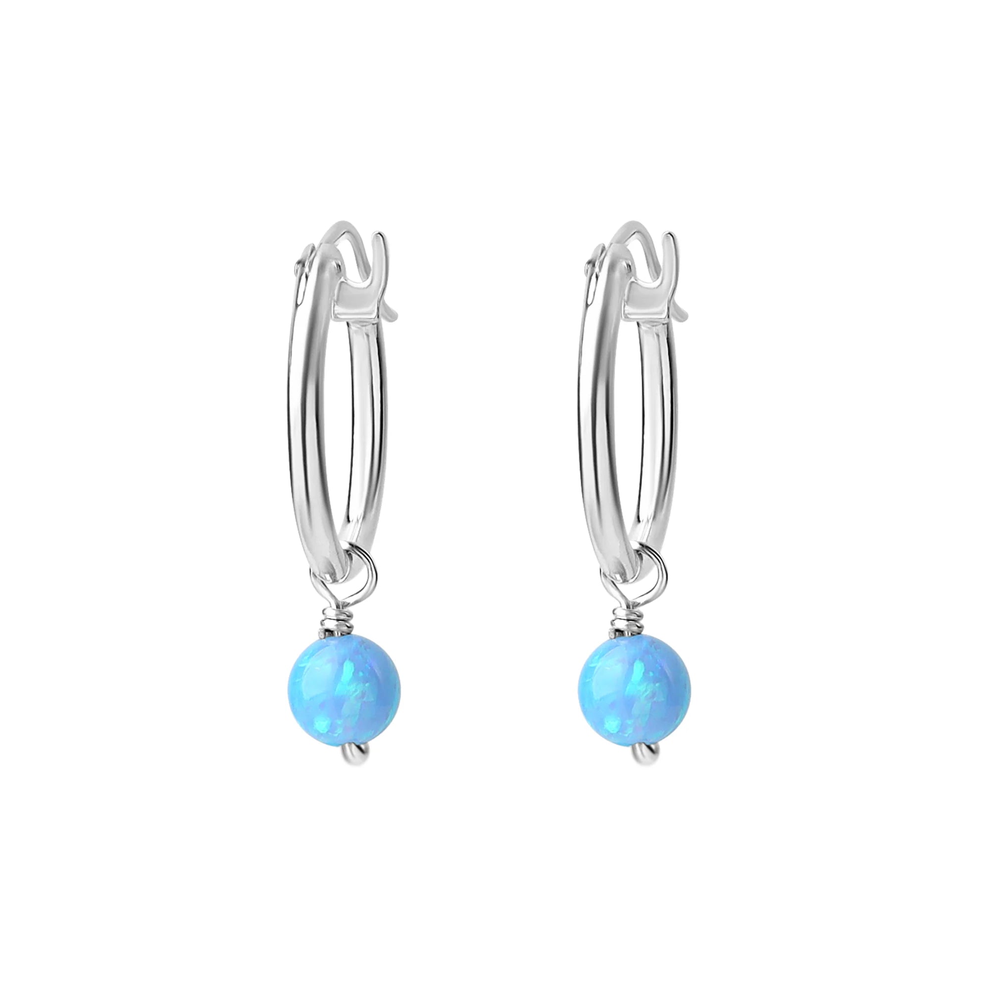 Sterling Silver Dainty Opal Hoops